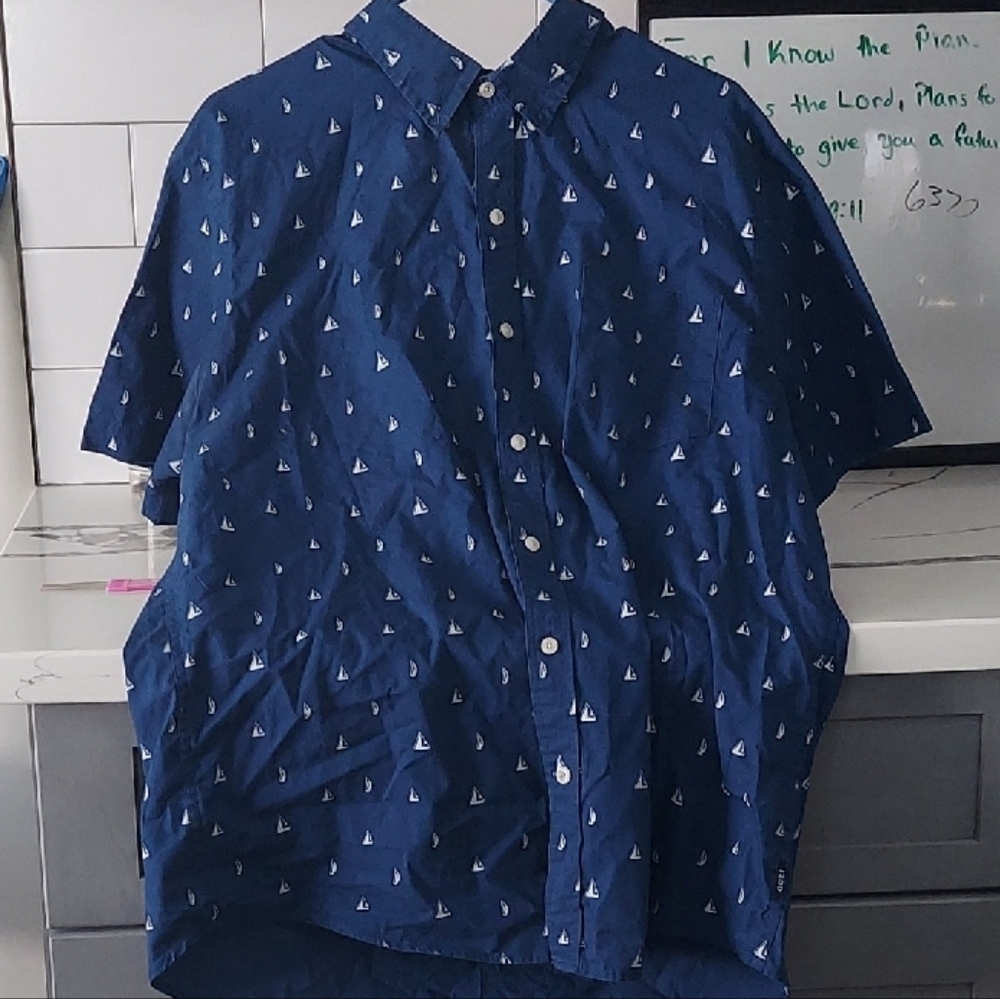 Blue Mens Button Up Shirt
